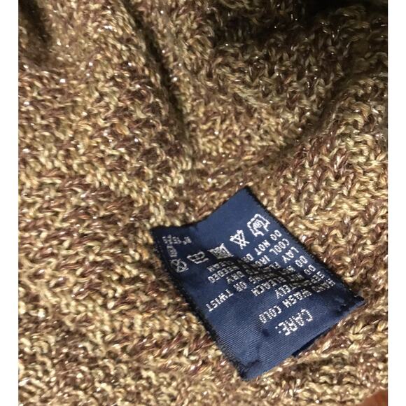 Ralph Lauren blue label Tan Gold metallic Sleeveless Sweater/Body-Con Dress - Picture 3 of 7